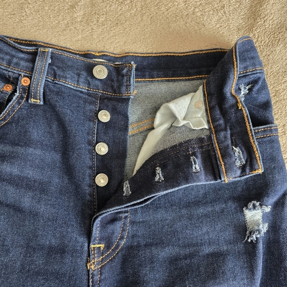 Levi's Ribcage Straight Ankle dark wash distressed jeans size 28 - Picture 11 of 15